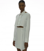 Cut- Out Poplin White Shirt Dress