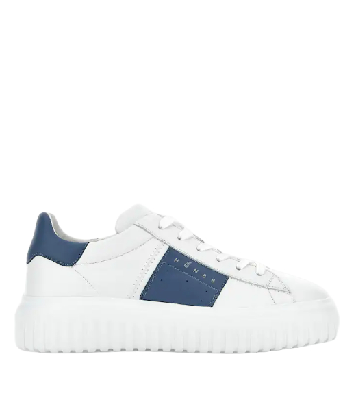H-Light Blue Stripes Allaciato White Sneakers