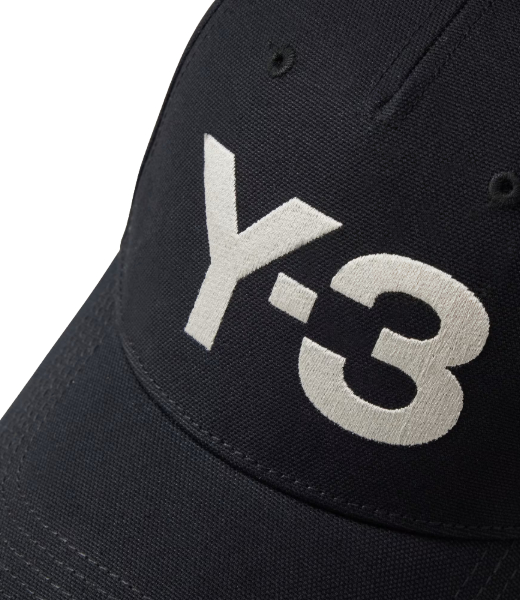 Y-3 White Logo Black Cap