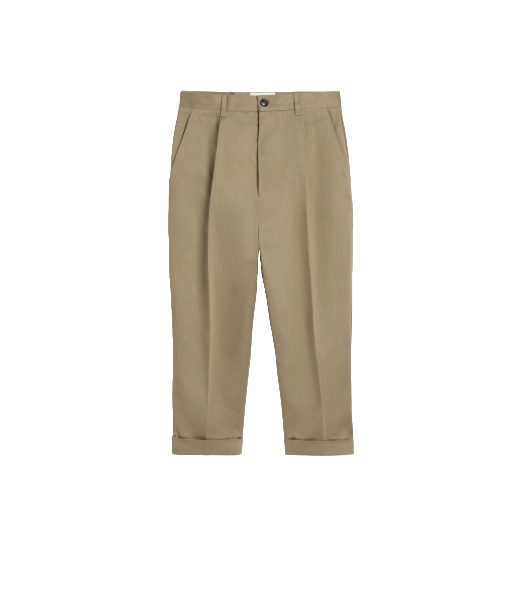 Khaki Cotton Carrot Oversized Trousers