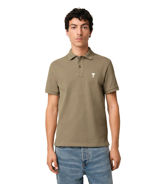 Khaki Cotton Ami De Coeur Polo Shirt