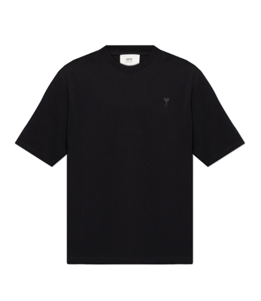 Black Cotton Tonal Ami De Coeur T-Shirt