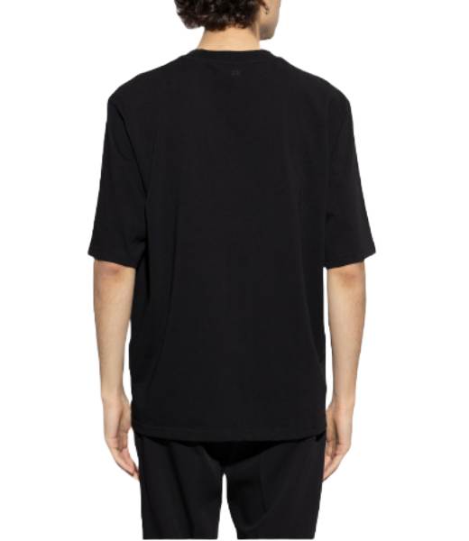 Black Cotton Tonal Ami De Coeur T-Shirt