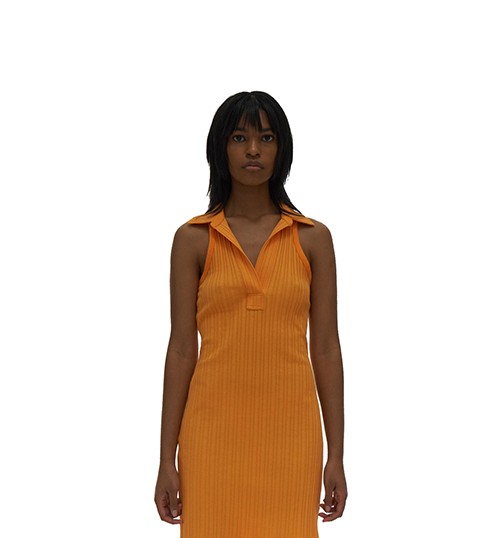 Ribbed Polo Apricot Tank Dress
