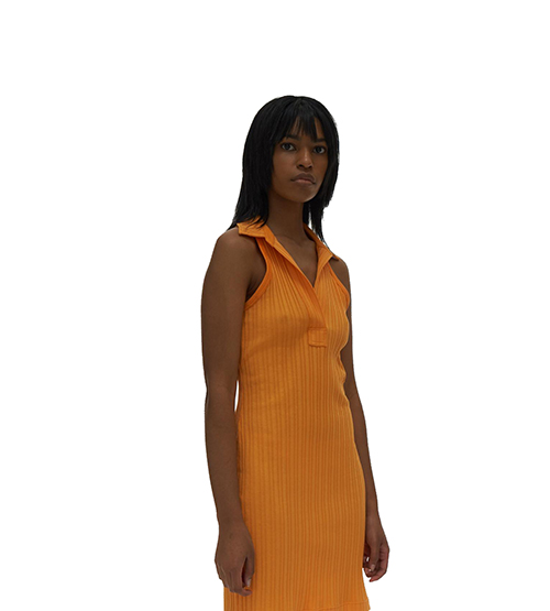 Ribbed Polo Apricot Tank Dress