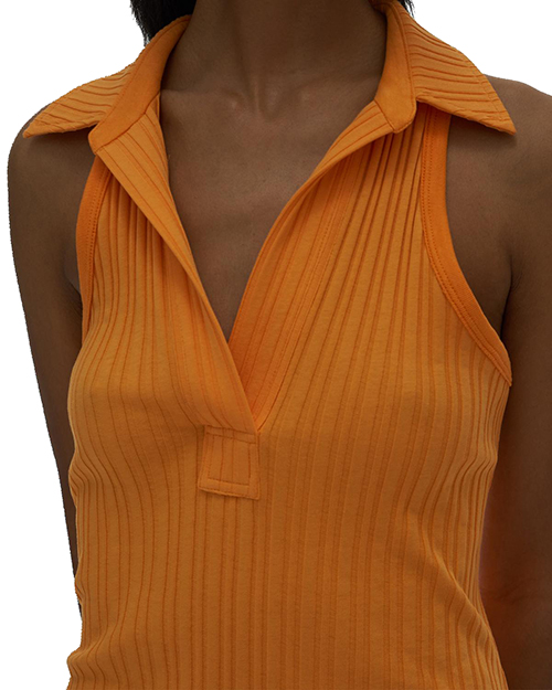 Ribbed Polo Apricot Tank Dress