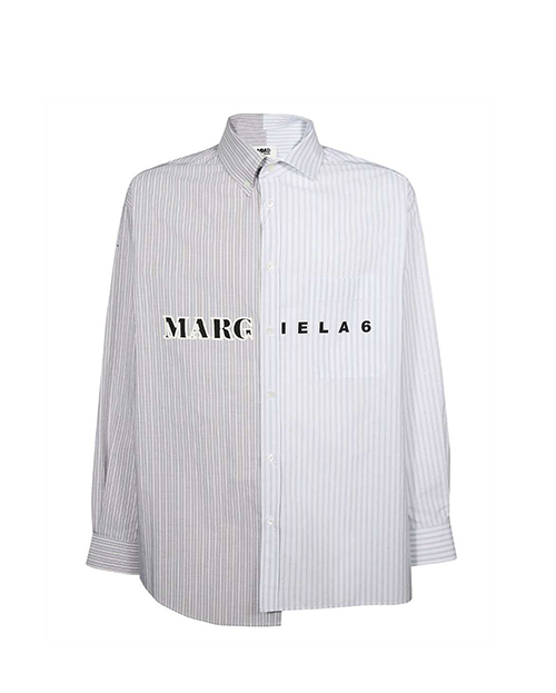 Grey Light Blue Striped Shirt
