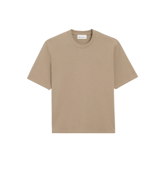 Taupe Beige Small Tonal Embossed Ami De Coeur T-Shirt Jersey