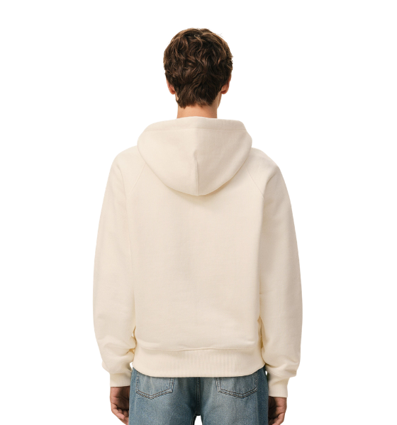 White/Cream Zipped Hoodie With Tonal Embossed Ami De Coeur
