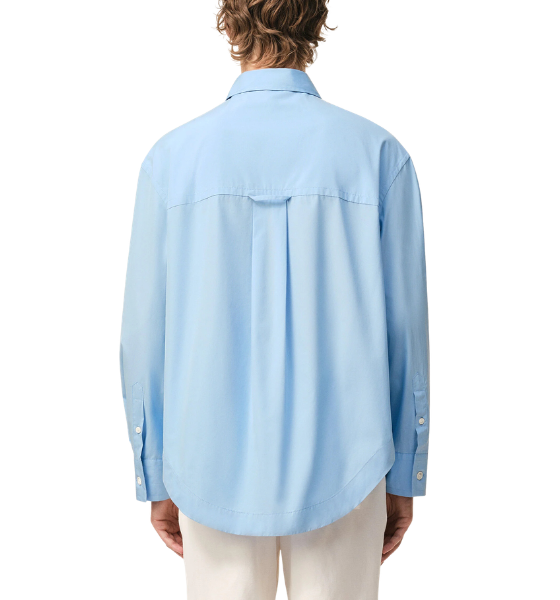 Cashmere Blue Poplin Wide Shirt With Embossed Ami De Coeur