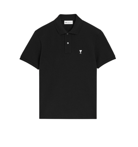 Black/White Ami De Coeur Light Pique Polo Shirt