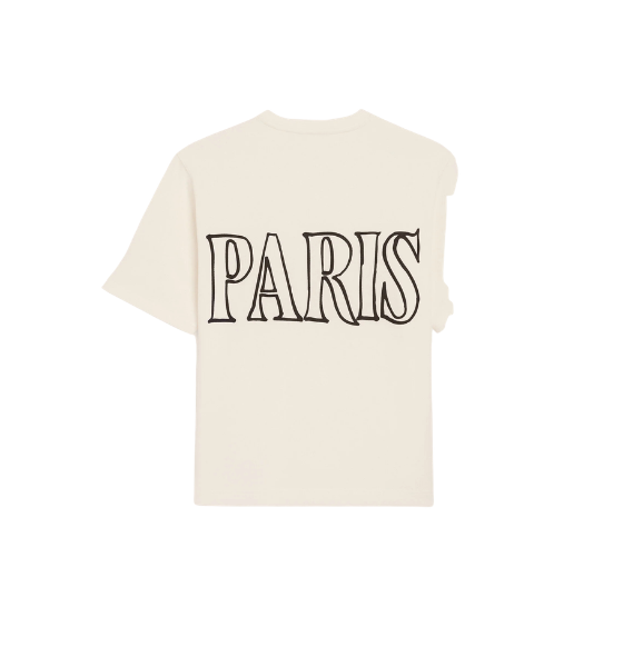 White Cream Front Back Ami Print Short Sleeve Boxy T-Shirt