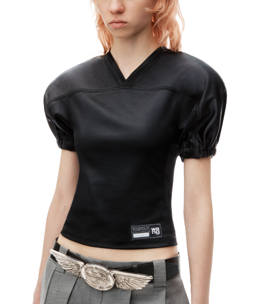 Fitted Shortsleeve Football Jersey Black Top