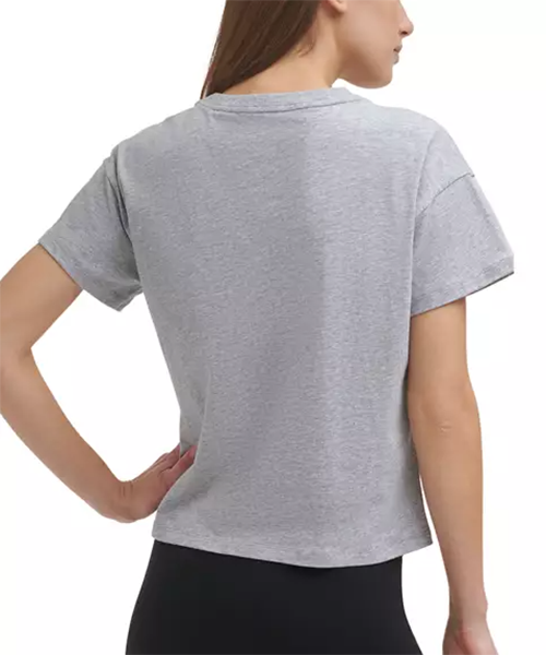 Rhinestone Logo Boxy Grey T-Shirt