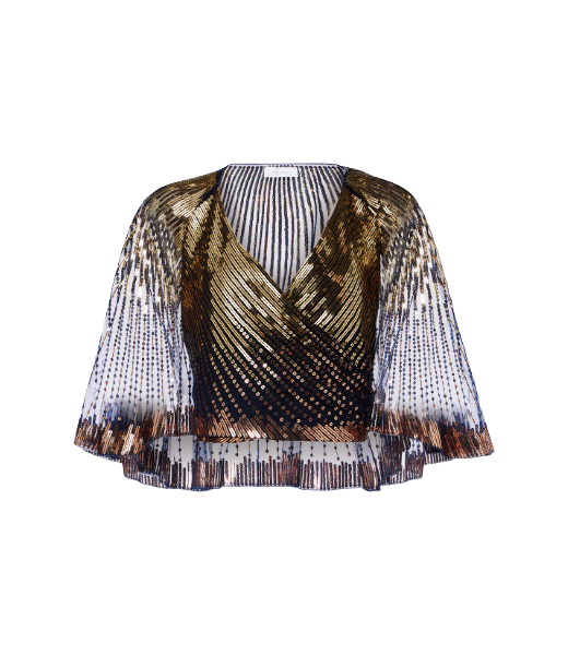 Haut Top Short Sleeves Navy Gold Bronze