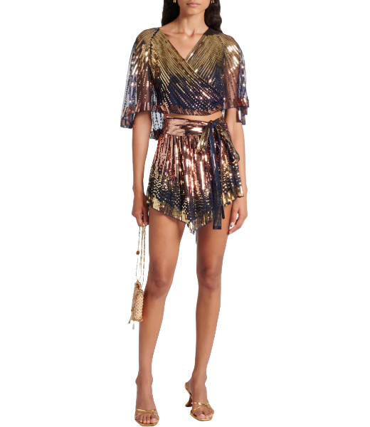 Haut Top Short Sleeves Navy Gold Bronze
