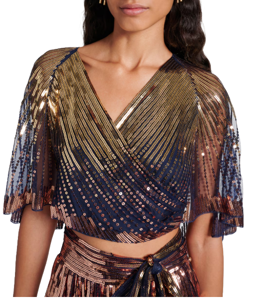 Haut Top Short Sleeves Navy Gold Bronze
