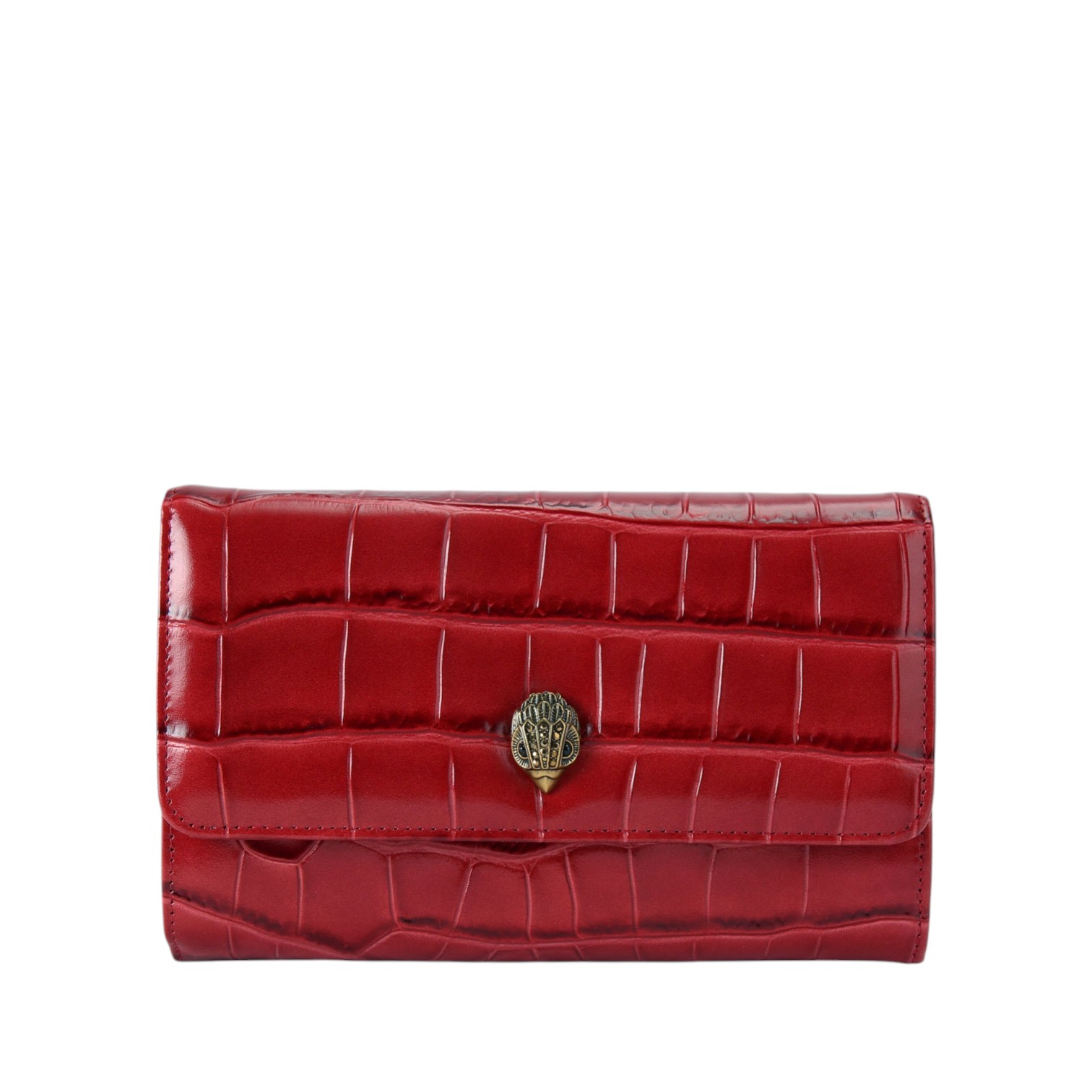 Red Croc Print/Leather Kensington Chain Wallet