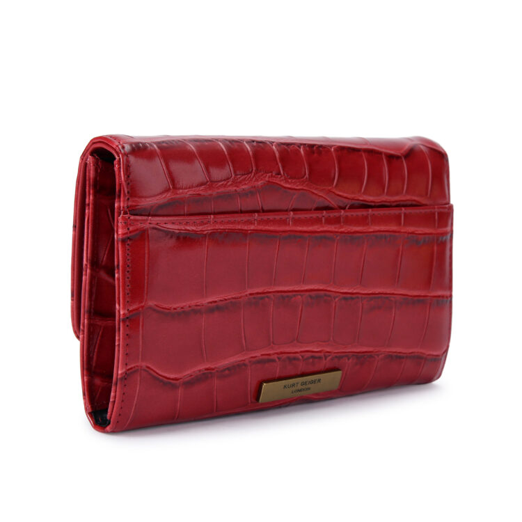 Red Croc Print/Leather Kensington Chain Wallet