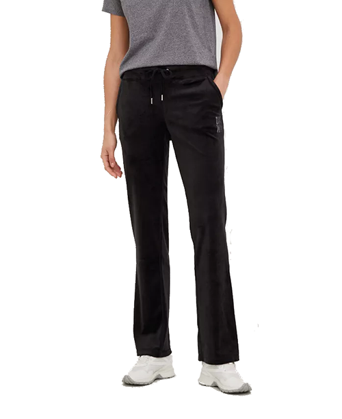 Strass Logo Black Velvet Active Pants