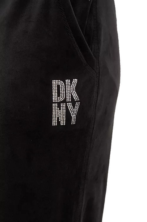 Strass Logo Black Velvet Active Pants
