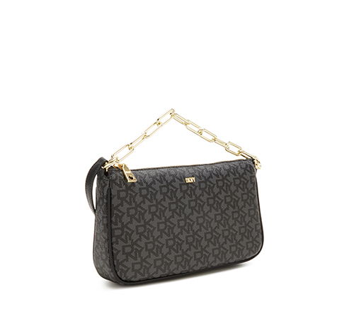 Black Logo Gold Chain Double Bag