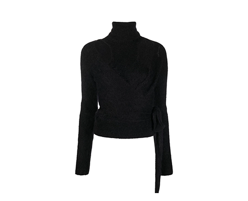 Brushed Alpaca Wrap Black Bloose