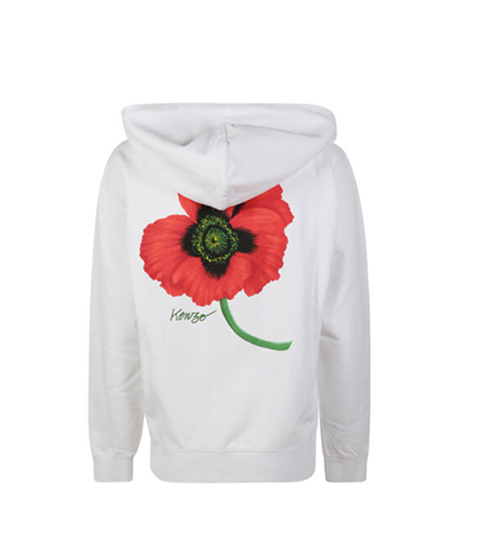 Kenzo Poppy Zip Up White Sweatshirt