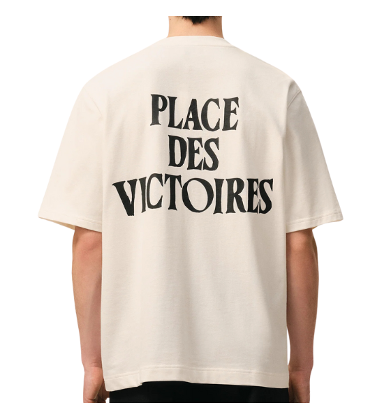 White Cream Signature Place De Victoires Print Boxy T-Shirt