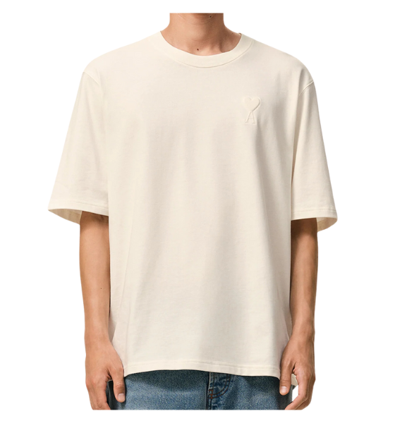 White Cream Big Ami De Coeur Heavy Jersey T-Shirt