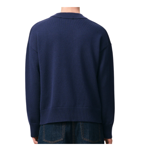 Blue Ink/Off White Ami De Coeur Wool Cotton Knit Cardigan