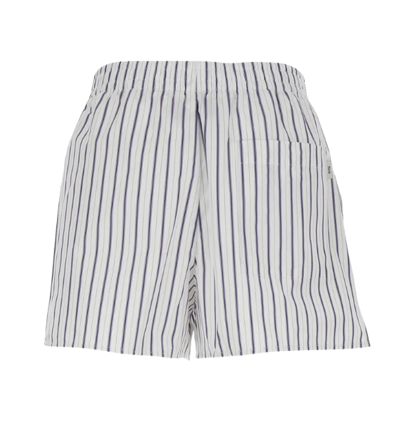 White/Blue Ink Cotton Poplin With Double Stripes Elasticated Shorts
