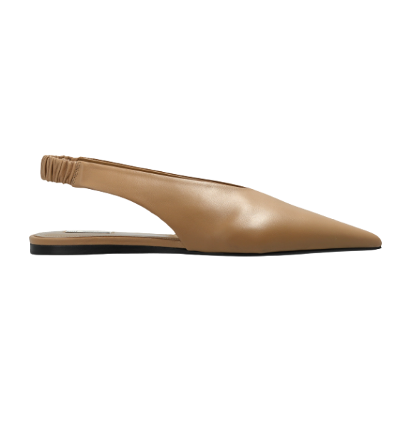 Taupe Beige Nappa Leather Pointed Toe Slingback