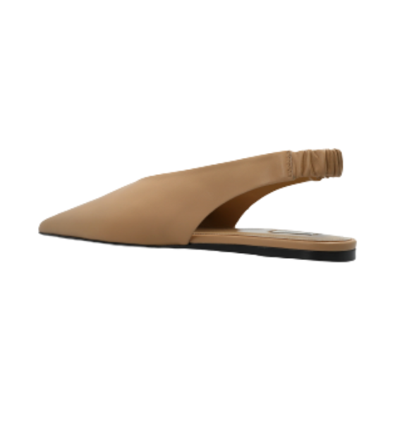 Taupe Beige Nappa Leather Pointed Toe Slingback