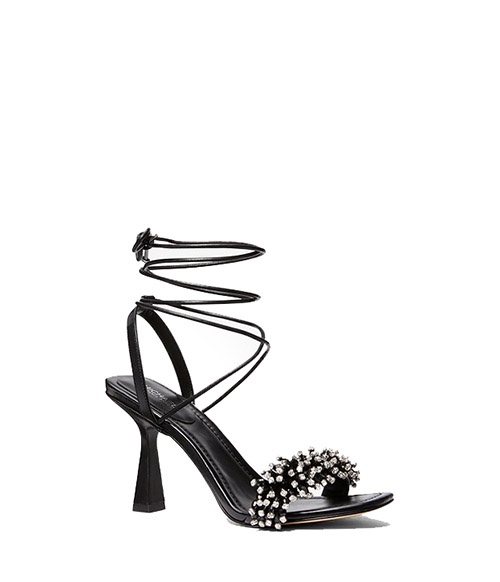 Lucia Leather Crystal Bead Fringe Sandal