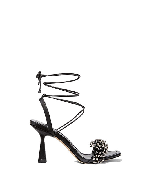Lucia Leather Crystal Bead Fringe Sandal