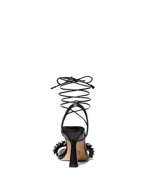 Lucia Leather Crystal Bead Fringe Sandal
