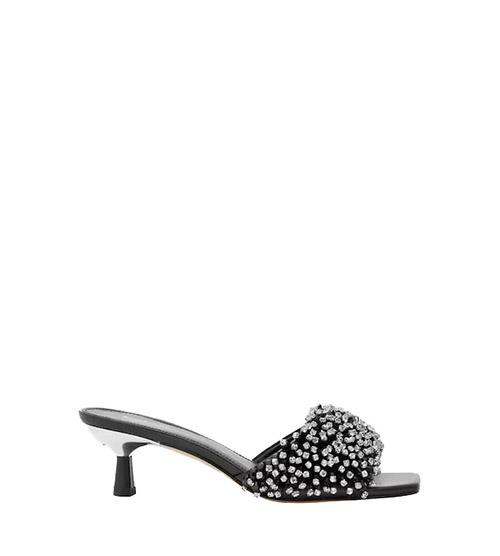 Amal Kitten Leather Crystal bead Fringe Sandal