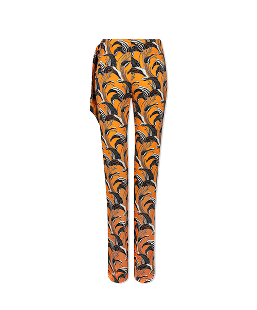 Pastel Orange Lily Flower Fitted Pantalons