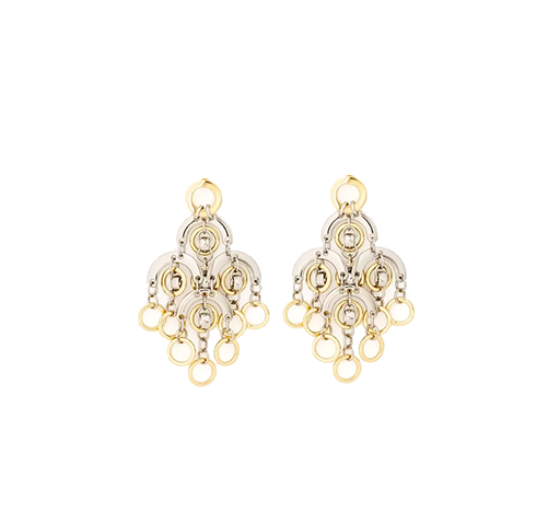 Silver Gold Sphere Chandelier Drop Earrings
