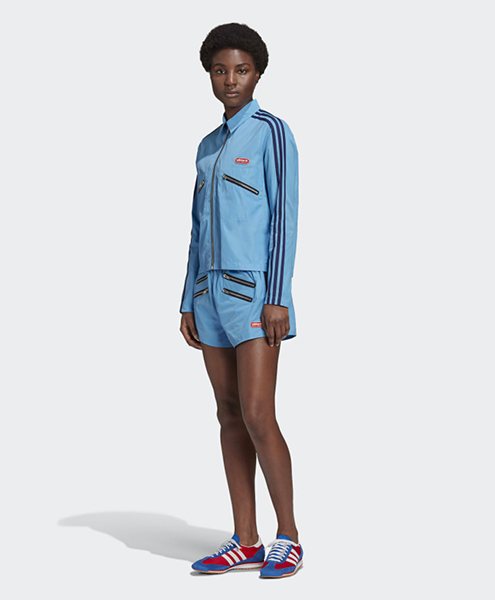 ADIDAS X LOTTA VOLKOVA LT BLUE ZIP SHORTS