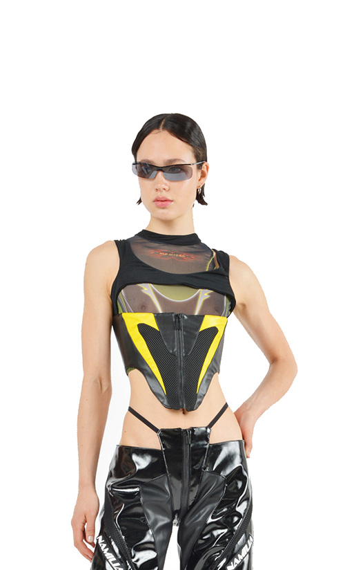 Racing Corset Top Yellow