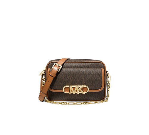 Medium Chain Swag Brown Logo Camera Crossbody