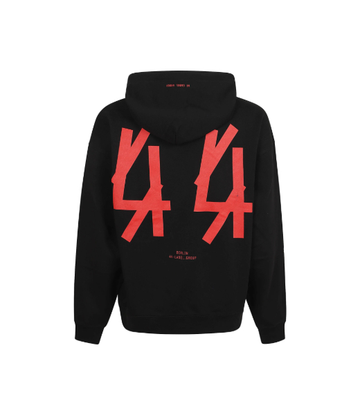 Hoodie Coulisse New Diagonal Black+44 Solid Risk Red