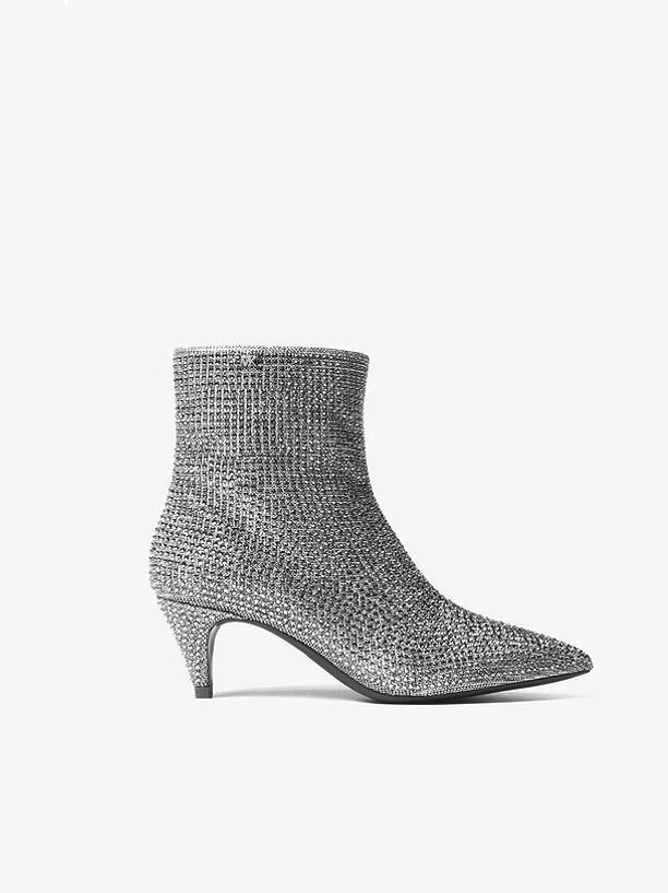 MICHAEL MICHAEL KORS BLK/SLIVER KITTEN BOOTIE GLITTER CHAIN