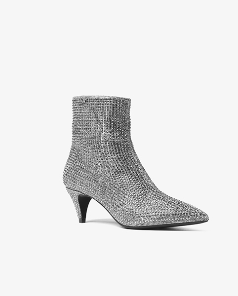 MICHAEL MICHAEL KORS BLK/SLIVER KITTEN BOOTIE GLITTER CHAIN