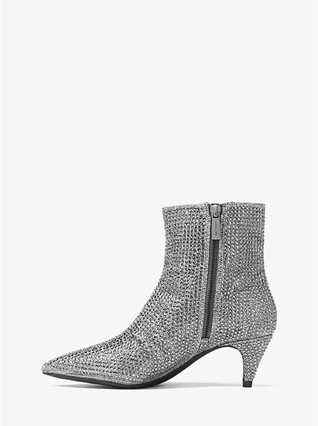 MICHAEL MICHAEL KORS BLK/SLIVER KITTEN BOOTIE GLITTER CHAIN