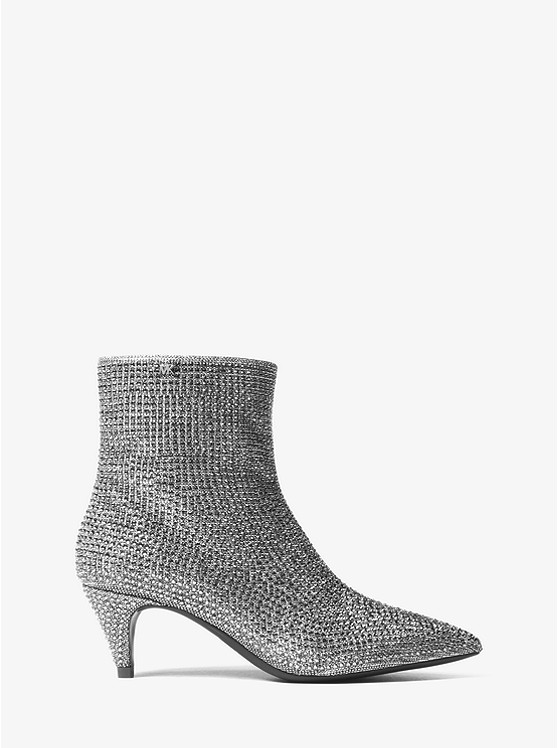 MICHAEL MICHAEL KORS BLK/SLIVER KITTEN BOOTIE GLITTER CHAIN