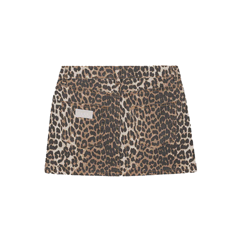 Print Denim Double Fly Mini Skirt