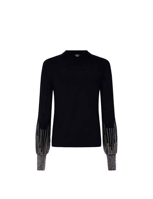 Black Stud Cuffs Wool Jumper
